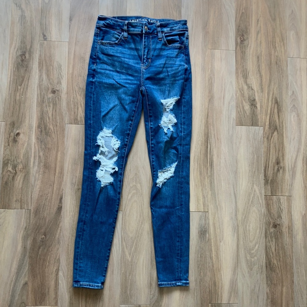 American Eagle next level stretch distressed hi rise jegging size 4 regular